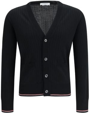 Thom Browne Ribbed Merino Wool Cardigan - Blue