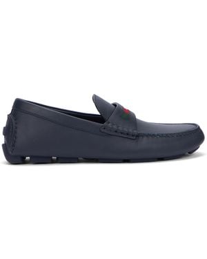Gucci Leather Driver Moccasin Calf Skin Loafers - Blue