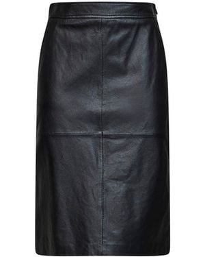 Max Mara Hammered Nappa Leather Msttimore Pencil Skirt - Black