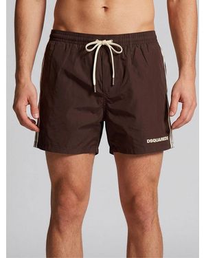 DSquared² Logo Boxer Midi Swim Shorts Clothing Beachwear - Brown