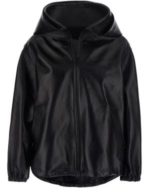 Balenciaga Leather Jacket Coat - Black