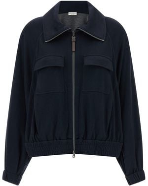 Brunello Cucinelli Cotton Bomber Clothing - Blue