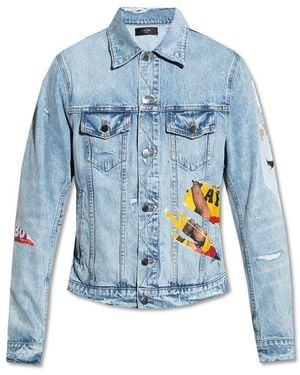 Amiri Playboy Magazine Trucker Denim Jacket - Blue