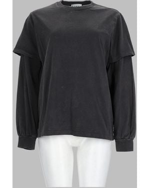 Ganni Logo T-Shirt Recycled Cotton T-Shirts And Polos - Black