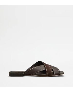 Tod's Tod's Leather Crossband Mule - Brown