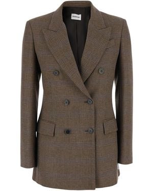 P.A.R.O.S.H. Blazer Double-Breasted Viscose-Wool Blazers - Brown
