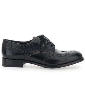 Lidfort Leather Shoes Coda Di Rondine Lace-Up - White