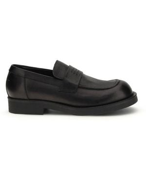 MM6 by Maison Margiela Calf Leather Bos Taurus Slip-On Loafers - Black