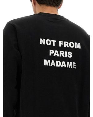Drole de Monsieur Slogan Sweatshirt Cotton Sweatshirts - Black