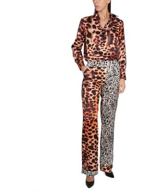 Roberto Cavalli Moray Eel Print Pants Silk Pants - Red