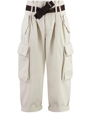 Pinko Ronfare Gabardine Cargo Trousers - White