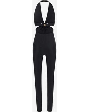 Saint Laurent American Neckline Jumpsuit Polyamide Dress - Blue
