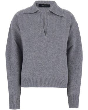 FEDERICA TOSI Polo Shirt With Wide Collar And Dropped Shoulders - Grey
