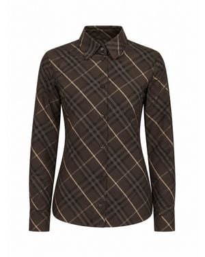 Burberry Multicolored Burbery Check Pattern Slim-Fil Shirt <Br - Black