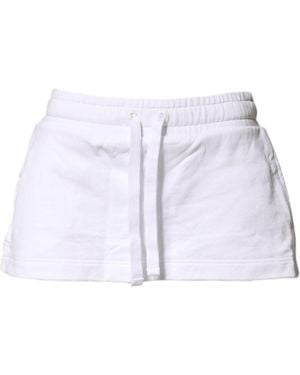 Dolce & Gabbana Cotton Blend Mid Waist A-Line Mini Skirt Co+Pl - Blue