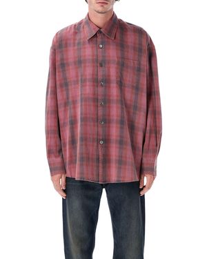 Our Legacy Oversized Idaho Check Flannel Borrowed Shirt - Red