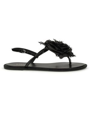 Le Silla Calf Leather Bos Taurus Flat Sandals - Black
