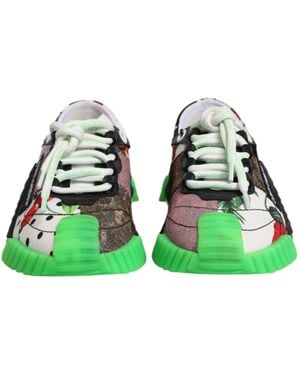 Dolce & Gabbana Dg Logo Leopard Cherry Sneaker Shoes Calfskin - Green