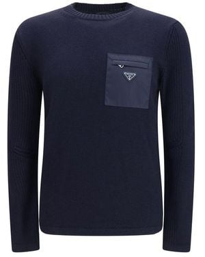 Prada Blue Wool Oves Aries Sweatshirt