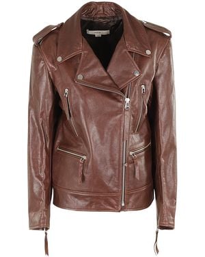 REMAIN Birger Christensen Biker Leather Jacket - Brown