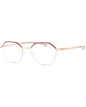 Ic! Berlin Eyeglasses Rectangle Full Rim, Rogochi Pop-Rose-Nude Frame And Clear Demo Lenses Lens Malojam1631081 Sunglasses - Metallic