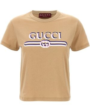 Gucci Incrocio Gg E Web T-Shirt - Natural