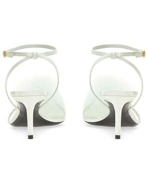 Saint Laurent Mae Satin Crepe Mules Silk Sandal - White