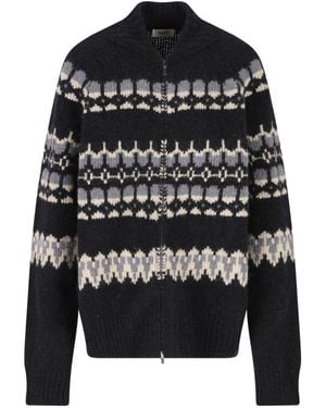 Barena Jacquard Zip-Up Cardigan - Black