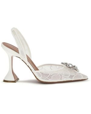AMINA MUADDI Cotton Stiletto Heel Sandals - White