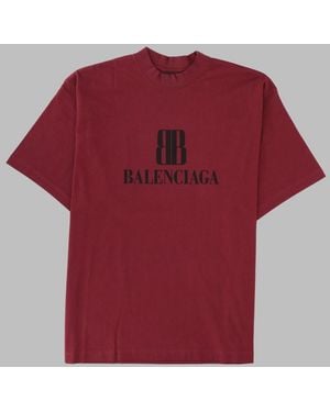 Balenciaga Tape Type T-Shirt Cotton; Cotton T-Shirts And Polos - Red
