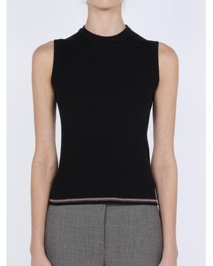 Thom Browne Thom Browne Ribbed Merino Wool Tank Top - Black