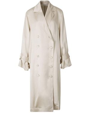 TOTEME Collared Button-Up Trench Coat - White