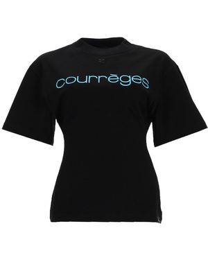 Courreges T-Shirt With Logo Cotton T-Shirts - Black