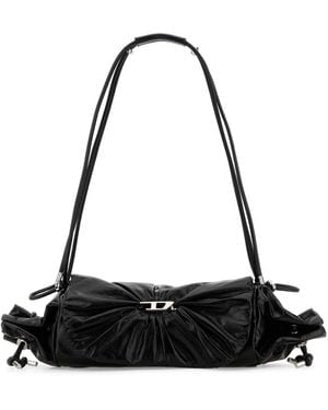 DIESEL Leather Medium Scrunch-D Shoulder Bag - Black