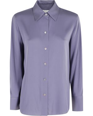 Vince Ls Button Down Blouse Seta Camicia - Purple