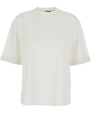 Jacquemus 'Le Tshirt Ventadou' Crew Neck T-Shirt With Gros Grain Logo On The Back - White