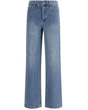 Self-Portrait Cotton Straight-Leg Jeans - Blue