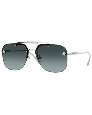 Versace Sunglasses Aviator Rimless, Gunmetal Frame And Dark Lens Ve2296100187 - Grey
