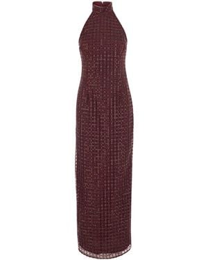 ROTATE BIRGER CHRISTENSEN Dress Halterneck Sequin Polyester - Purple