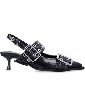 Ganni Buckle Kitten Heel Pumps Recycled Polyester - Black