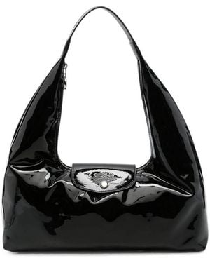Longchamp Shoulder Bag Patent Leather Calf - Black