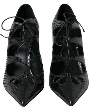 Dolce & Gabbana Python Leather Mary Jane Pumps Shoes - Black