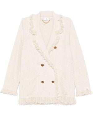 Elisabetta Franchi Cotton Double-Breasted Jacket - White