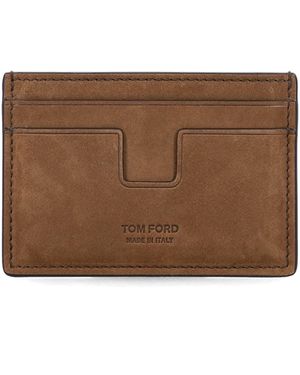 Tom Ford Nubuck Card Holder - Brown