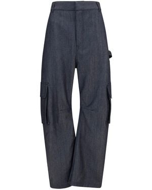 Balenciaga Denim Print Cargo Pants Wool Ovis Aries - Blue