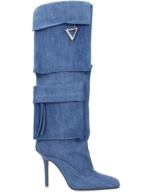 The Attico Denim High Heel Boots - Blue