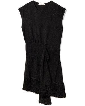 Lanvin Embroidered Fringe Short Dress - Black