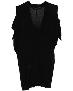 Amen Top V-Neck Shoulder Cut-Outs - Black