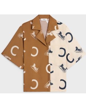 Celine Chemise Pajama En Soie Offwhite-Camel Shirt - Brown