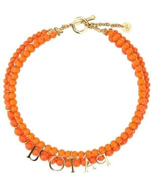Patou Glass And Brass Bead Necklace Beads Necklaces - Orange